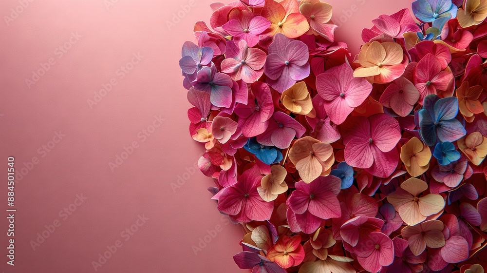   Close-up of paper heart on pink backdrop with pink wall
