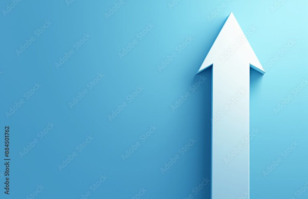 White Arrow Pointing Up on Blue Background Symbolizing Growth and Progress in Business or Personal Life White Arrow Pointing Up on Blue Background Symbolizing Growth and Progress in Business or Personal Life