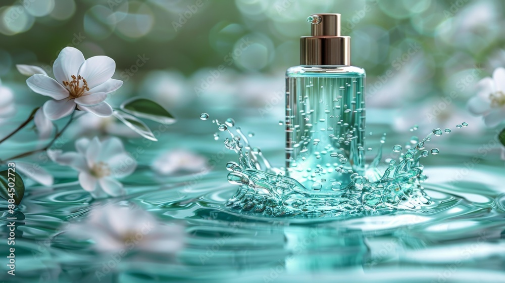 Perfume bottle with water splash - generative ai Perfume bottle with water splash - generative ai