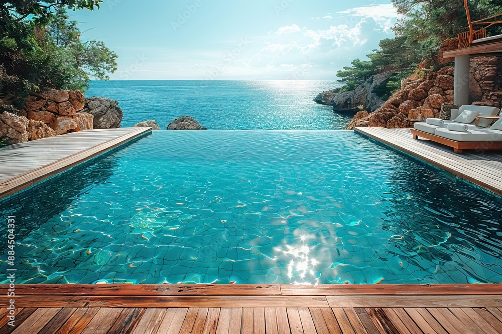Obraz premium Infinity Pool Overlooking The Mediterranean