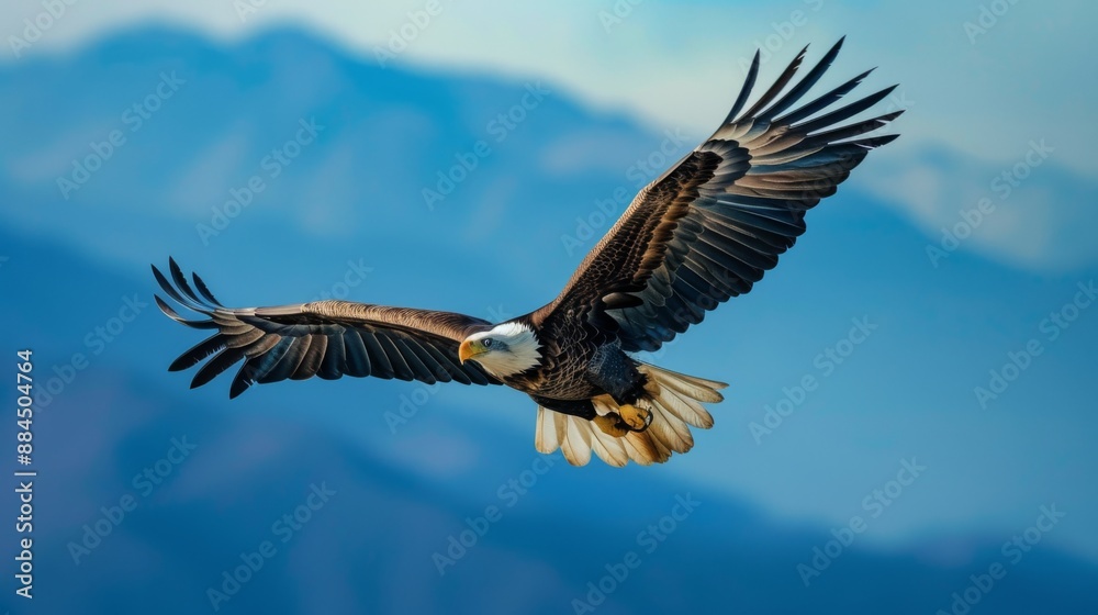 Naklejka premium Bald eagle soaring through the sky