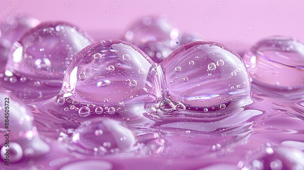   Heart-shaped bubbles float on a body of water, forming layers with bubbles beneath