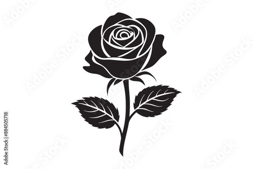 Wallpaper Mural Flower silhouette. Vector illustration Set of decorative rose Flower with leave Torontodigital.ca
