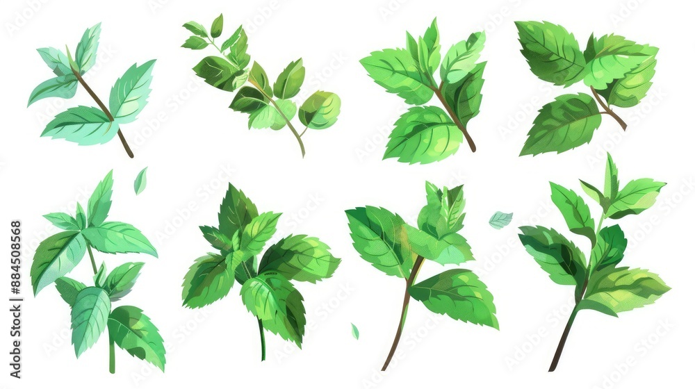 Isolated set of mint leaves Isolated set of mint leaves