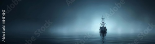 Wallpaper Mural A ghost ship sailing through foggy waters under a dark sky Torontodigital.ca