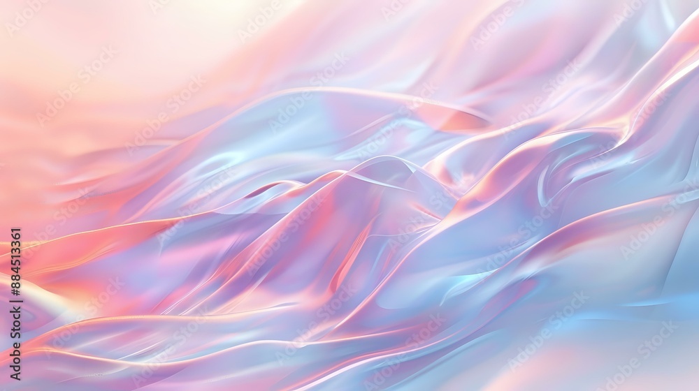 Obraz premium Pastel gradient with soft, blurred lines and gentle curves, dreamy style, subtle reflections, creating a serene and calming atmosphere