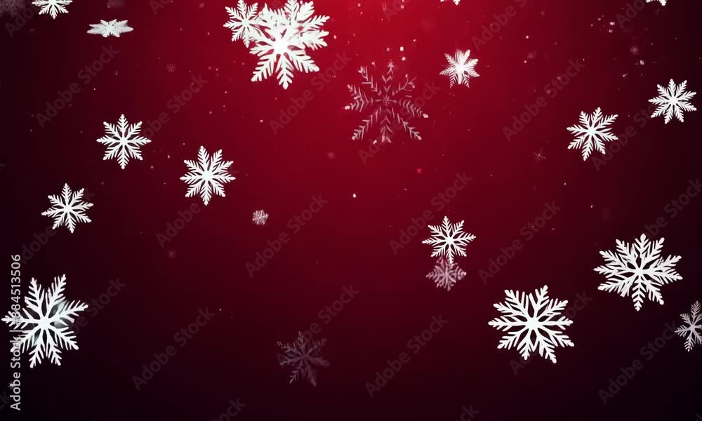 White snowflakes on red background, creating festive and wintry scene White snowflakes on red background, creating festive and wintry scene