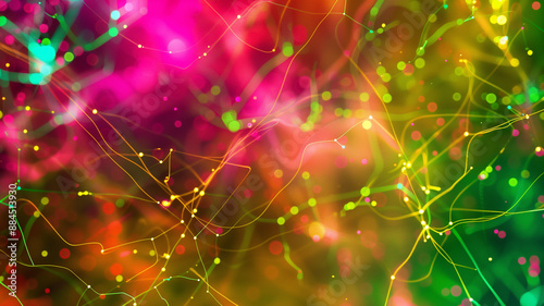A Closeup View of Neural Synapses Firing in an Abstract Pattern
