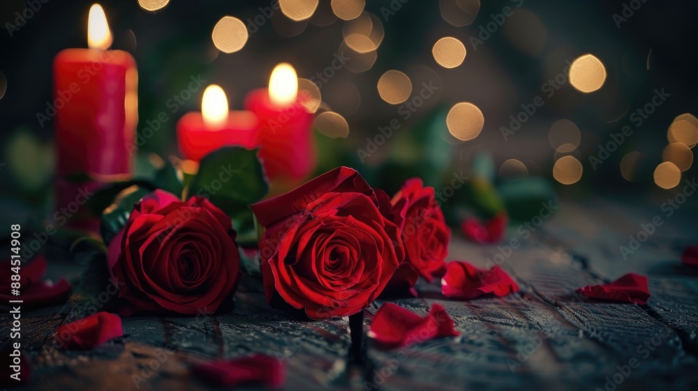Valentine s Day ambiance with roses and candles