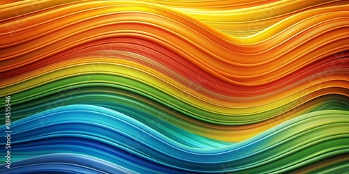 Abstract Wavy Rainbow Stripes - Digital Illustration, 3D Rendering, Color Gradient, Abstract Background, Graphic Design,  Wave, Rainbow