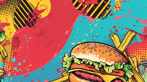 pop art style menu background.generative ai
