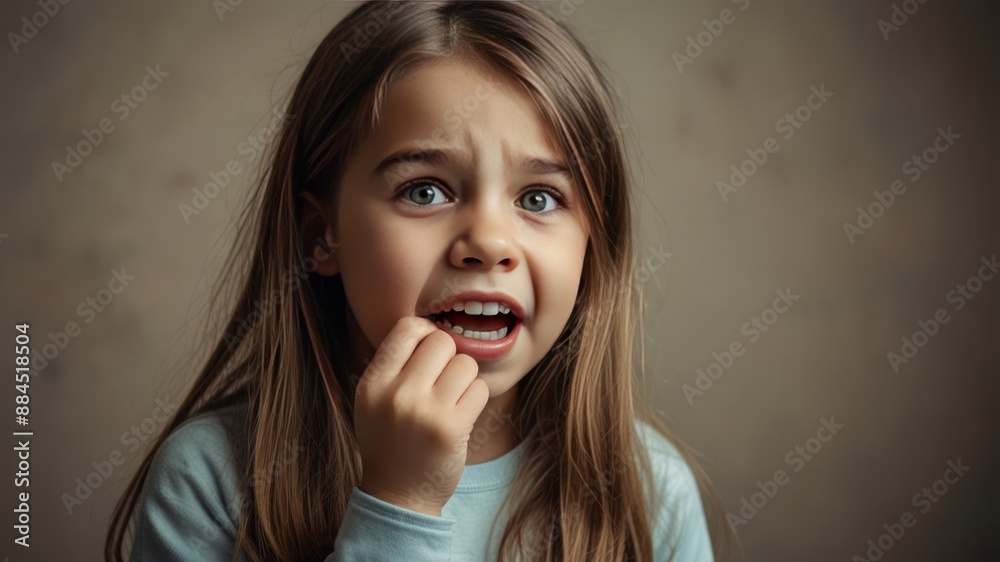 because of tooth pain stress sad little girl