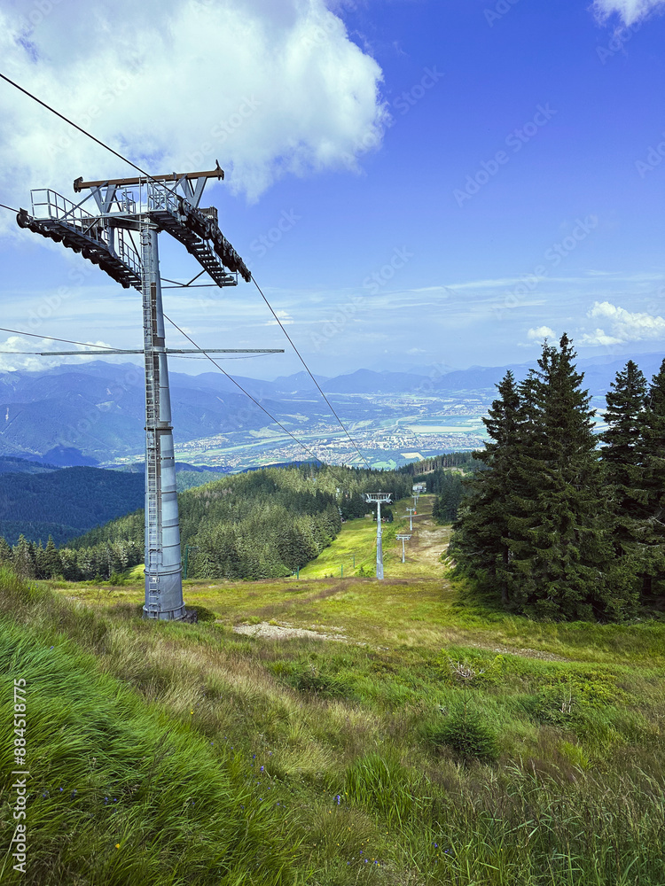 Cable way in the Slovakia mountains Martinské Hole in the summer Cable way in the Slovakia mountains Martinské Hole in the summer