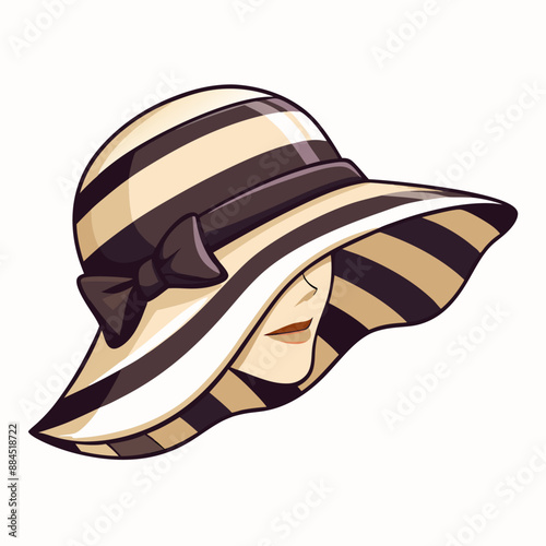 Vector Cartoon Elegance Women Hat, isolated on white background (4)