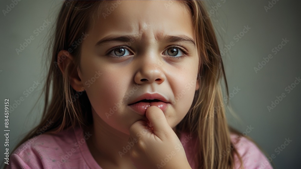 because of tooth pain stress sad little girl because of tooth pain stress sad little girl