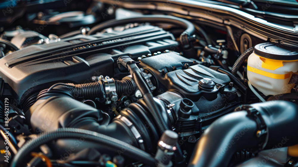 car engine with black hoses.generative ai car engine with black hoses.generative ai