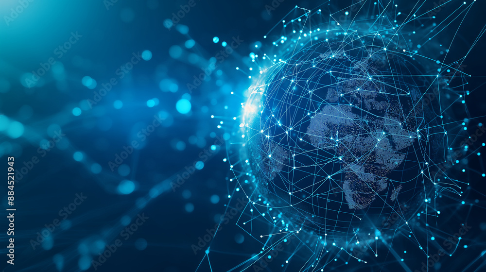 A captivating blue hologram globe with interactive data streams and a world map, representing virtual reality and AI-driven global communication. A captivating blue hologram globe with interactive data streams and a world map, representing virtual reality and AI-driven global communication.
