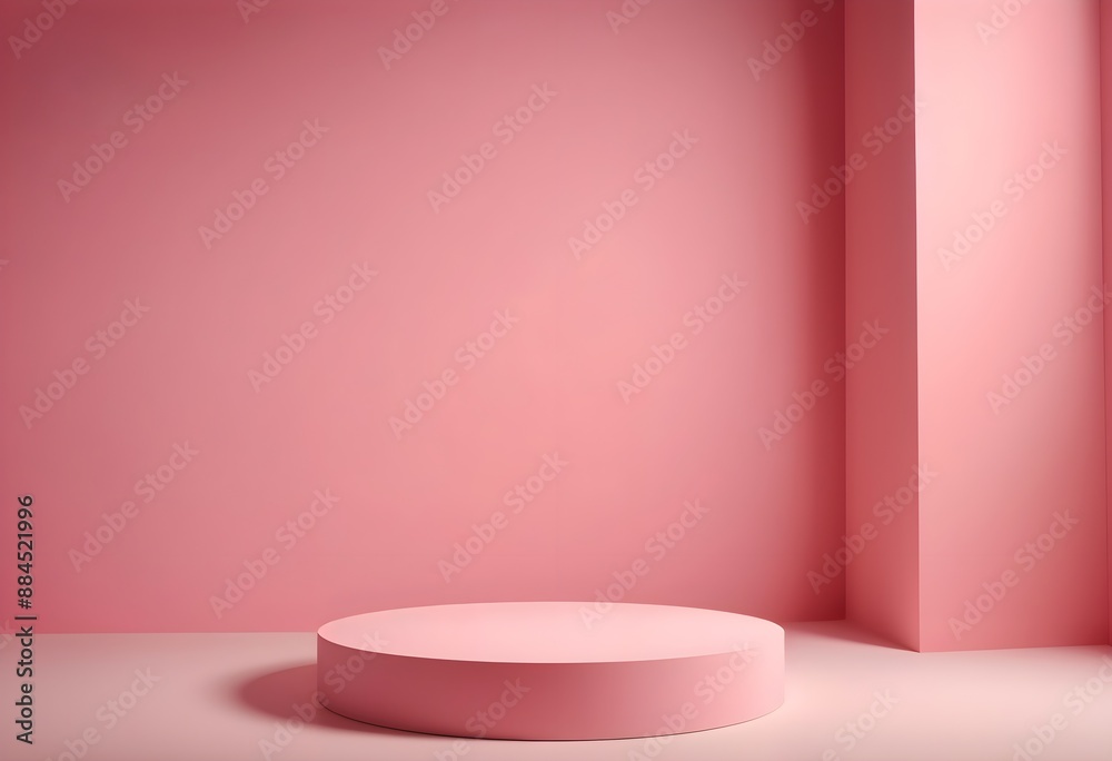 Minimalistic pink round podium studio with soft light Minimalistic pink round podium studio with soft light