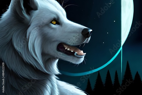 wolf howling at night