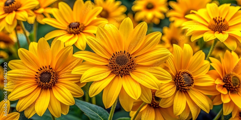 Fototapeta premium Sunlit Yellow Flower Petals Close Up, macro , flower petals , yellow , close up