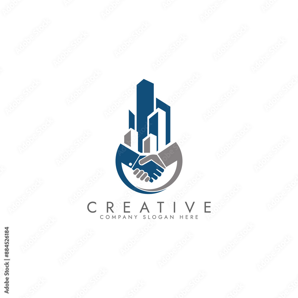 property business logo with handshake vector property business logo with handshake vector