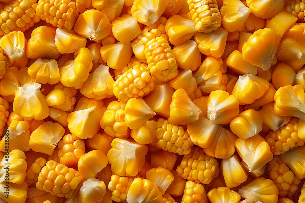 Bright yellow corn kernels closely arranged in a vibrant pattern. Bright yellow corn kernels closely arranged in a vibrant pattern.