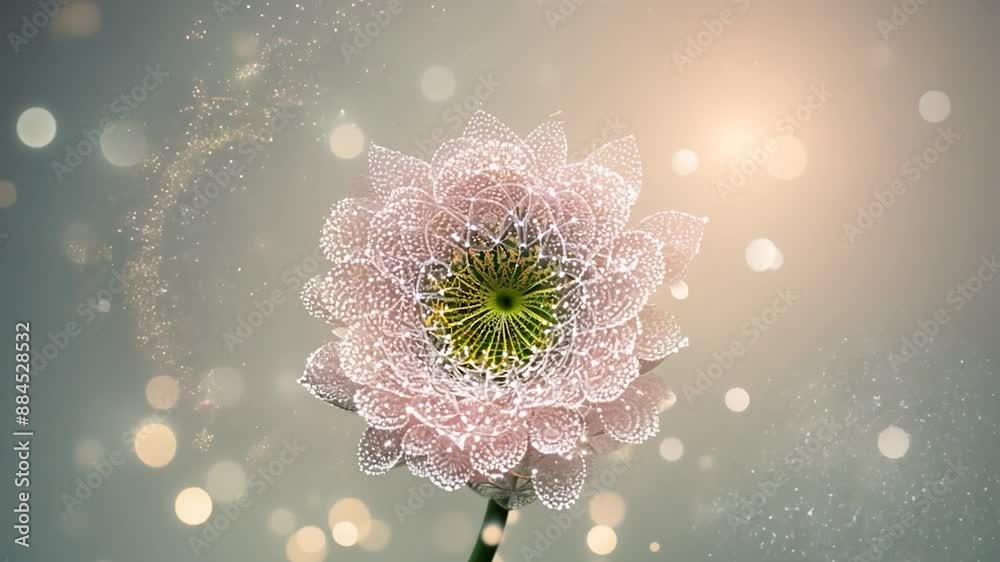 Abstract flower blooming with particles and golden lights on a blurred background, ideal for nature, spring, beauty and life related compositions Abstract flower blooming with particles and golden lights on a blurred background, ideal for nature, spring, beauty and life related compositions