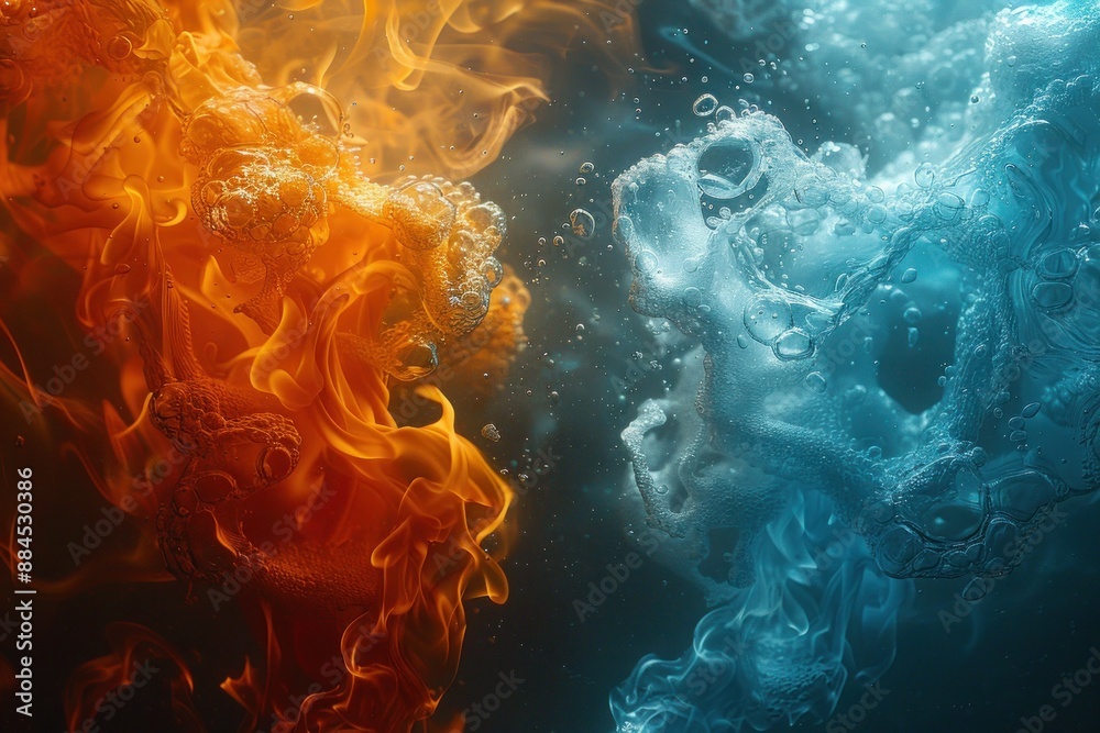 Obraz premium Fiery Encounter of Ice and Flame - An Abstract Beauty