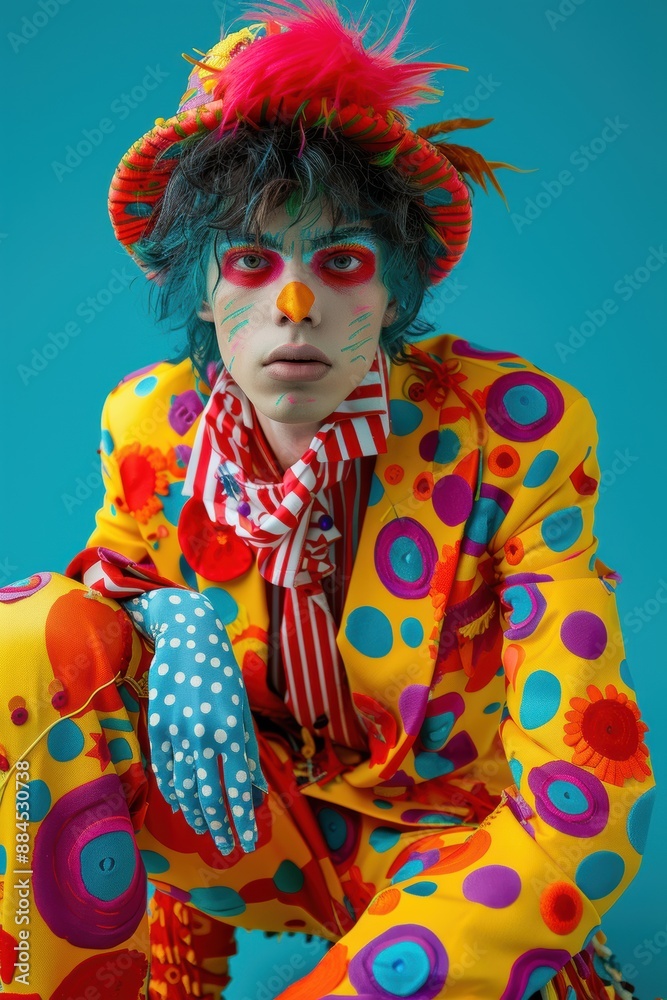 A Clown's World: Bold Fashion in a Blue Studio A Clown's World: Bold Fashion in a Blue Studio