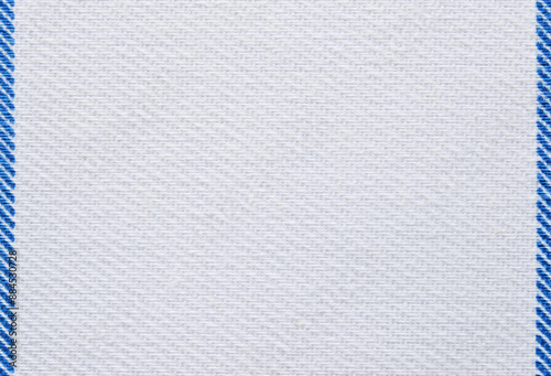 Εκτύπωση καμβά White cotton twill fabric texture close up with blue lines as frame as backgroun
