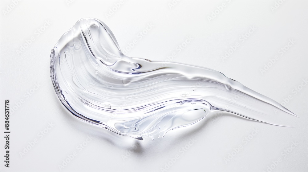 Close-up of Transparent Gel Smear on White Background