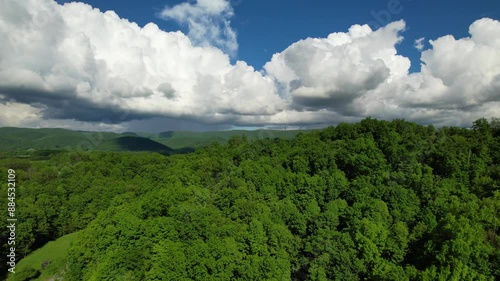 WEST VIRGINIA - 7.5.2024 - Excellent aerial view moving into the Monongahela National Forest of West Virginia. photo