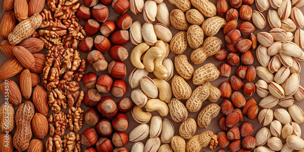 Variety of nuts, Assortment of nut textures. Delicious background for grocery. Variety of nuts, Assortment of nut textures. Delicious background for grocery.