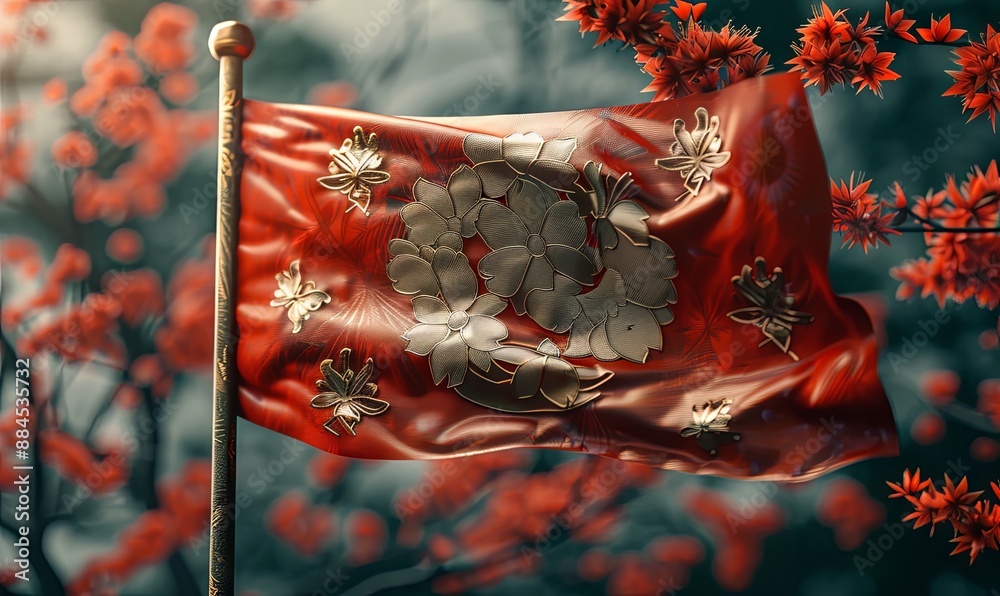 Naklejka premium Design a flag with cultural symbols, realistic photo