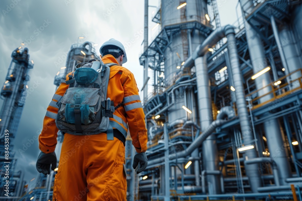 Industrial engineer is inspecting a chemical plant