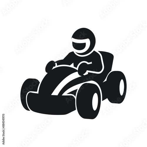 Kart racer vector, Go Kart logo silhouette design on white background