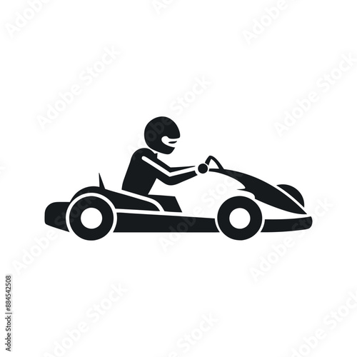 Kart racer vector, Go Kart logo silhouette design on white background