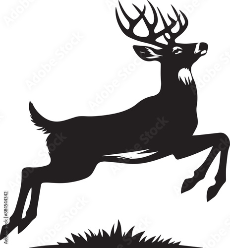 Whitetail Deer vector silhouette