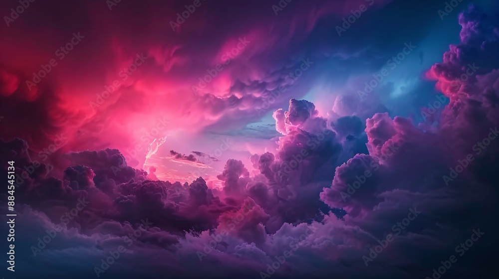 Naklejka premium Dramatic Sunset Sky with Colorful Clouds