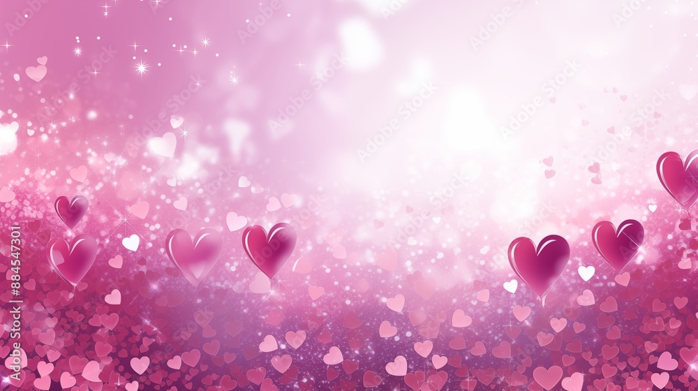 Romantic Pink Hearts and Sparkling Background Romantic Pink Hearts and Sparkling Background