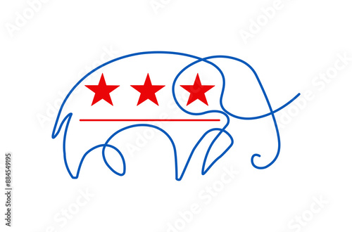  American elephant with USA stars. republican Vector