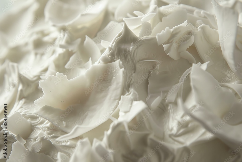 Delicate closeup of white floral petals with soft focus, creating an ethereal texture