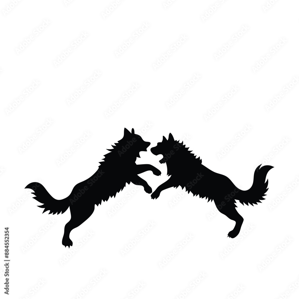 Fototapeta premium dog silhouettes fighting each other in vector style
