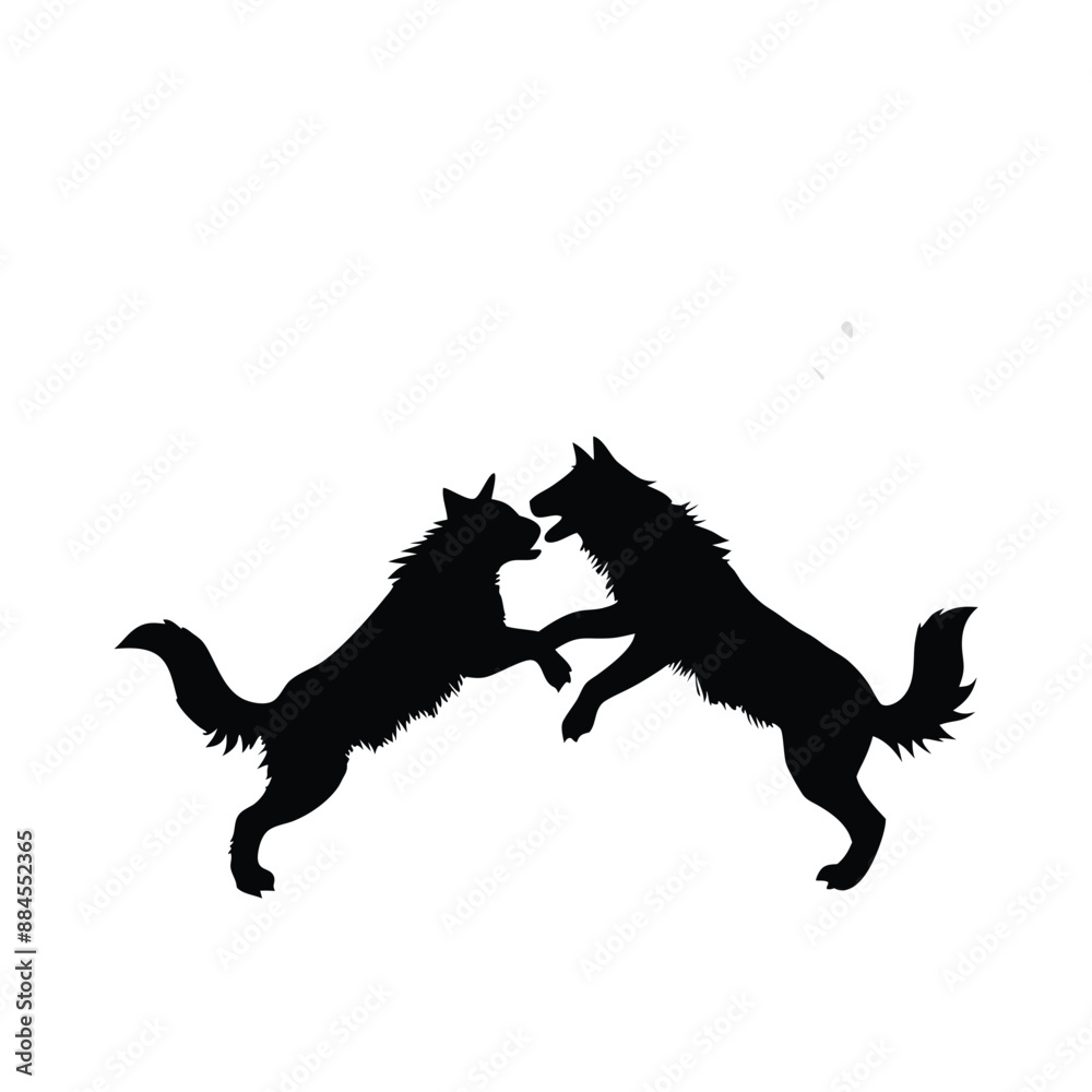 Fototapeta premium dog silhouettes fighting each other in vector style