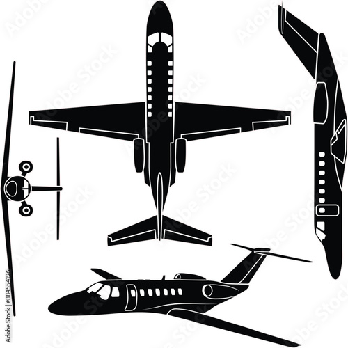 Small biz jet vector set  with outline