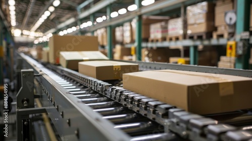Wallpaper Mural Boxes moving on a conveyor belt in a warehouse Torontodigital.ca