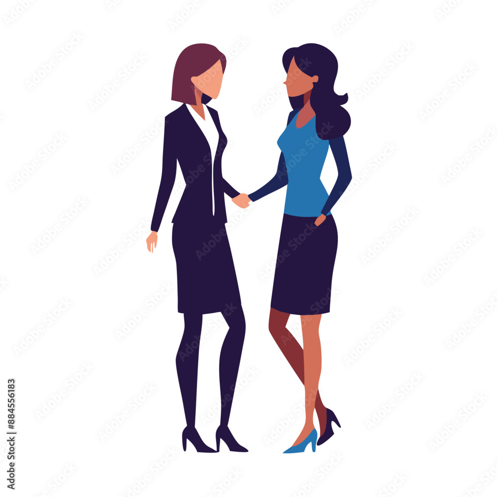 two business women standing in a pose, vector art illustration two business women standing in a pose, vector art illustration