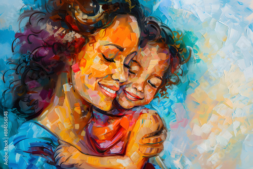 abstract watercolor painting mother child painted illustration