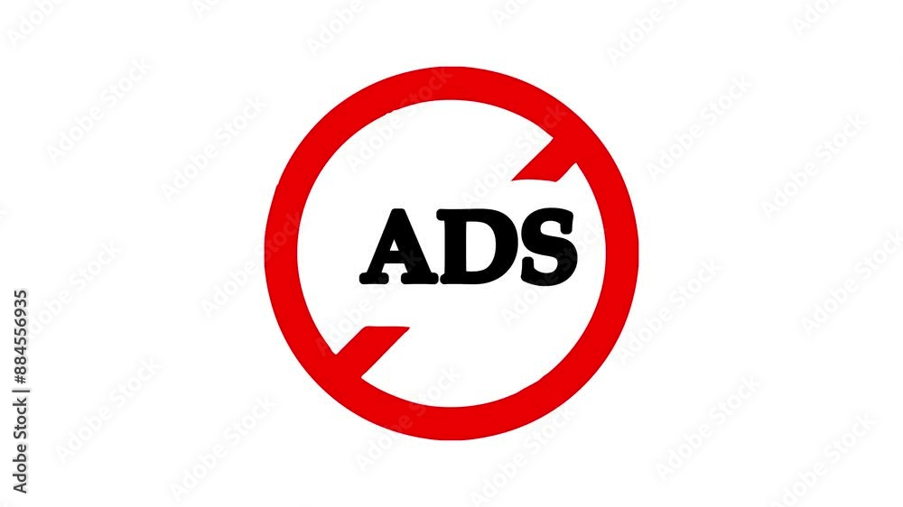 Remove Ads Icon and Symbol Animation on White Background in 4K Video Remove Ads Icon and Symbol Animation on White Background in 4K Video