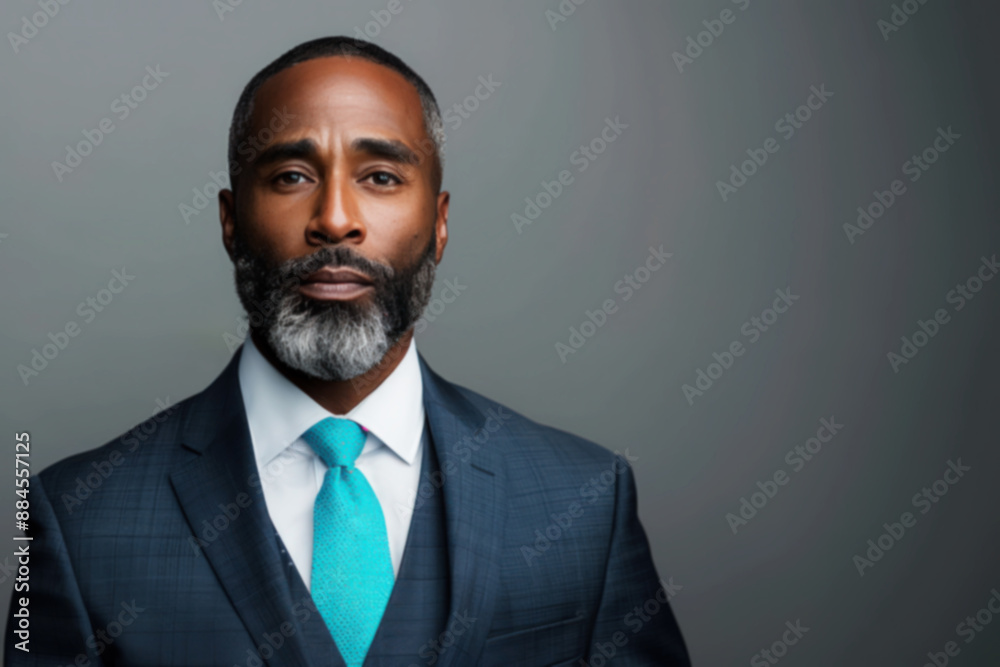 Blurred image elegant businessman in a blue suit with turquoise tie Blurred image elegant businessman in a blue suit with turquoise tie